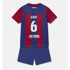 Barcelona Paez Gavi #6 Domaci Dres za djecu 2023-24 Kratak Rukav (+ Kratke hlače)